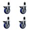 Service Caster 5'' Blue Poly Swivel 1-1/2'' Expanding Stem Caster Set with Brake, 4PK SCC-EX20S514-PPUB-BLUE-PLB-112-4 - alternate 1